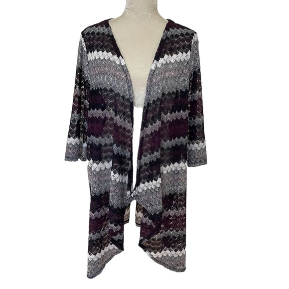 Catherines Mesh Lace Striped Kimono Duster Cardigan Women’s Plus Size 2X 22/24W - Picture 1 of 7